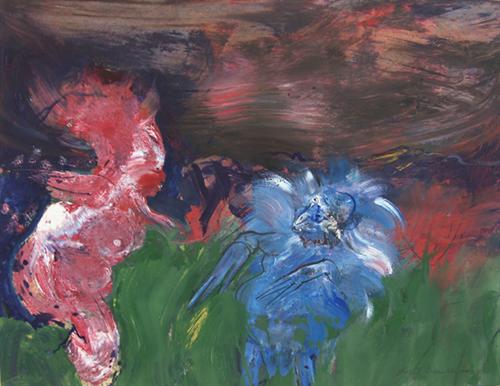 Artwork: Robert Beauchamp | Red Figure with Blue Creature