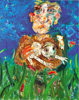 Click to enlarge: Robert  Beauchamp, "Man with Pet Lamb", oil on canvas