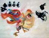Click to enlarge: Kim Dingle, "Rooster, Brother-in-Law", oil on board, 1988