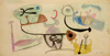 Click to enlarge: Leonard Edmondson, "Feline Fantasy", watercolour, 1950