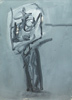 Click to enlarge: Nicholas Carone, "Figure Study", oil on paper, 1953