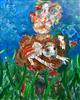 Click to enlarge: Robert Beauchamp, "Man with Pet Lamb", oil on canvas