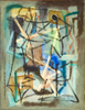 Click to enlarge: Ary Stillman, "Blue Accent #2", oil on canvas, 1952