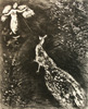 Click to enlarge: Marc  Chagall, "The Peacock Complaining to an Angel", etching