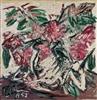 Click to enlarge: Michael Corinne West, "Flowers", oil on canvas, 1952