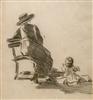 Click to enlarge: George Luks, "In the Park (Mother and Child)", charcoal on paper