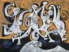 Click to enlarge: Byron Browne, "Dancing Figures", gouache on paper, 1944