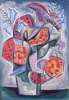 Click to enlarge: Werner Drewes, "Flower Bouquet III", oil on canvas, 1950
