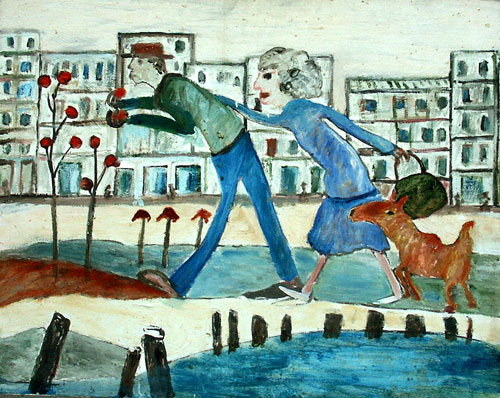 Jon Serl | Man, Woman, Dog in Street